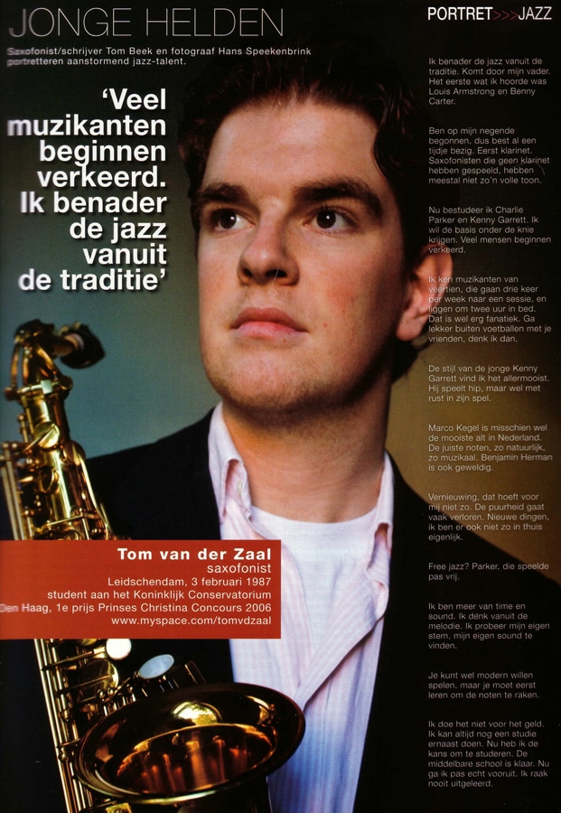 Jazz Magazine Jonge Helden Tom Beek 2007-06 Tom van der Zaal, foto (c) Hans Speekenbrink