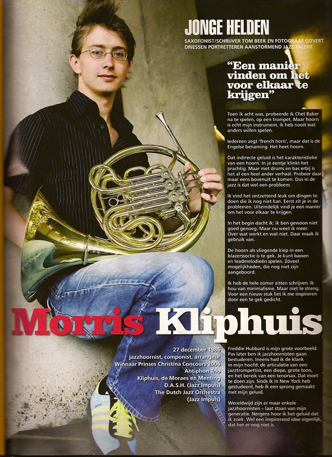 Jazz Magazine Jonge Helden Tom Beek 2008-05 Morris Kliphuis, foto (c) Govert Driessen