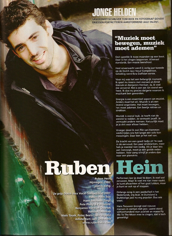 Jazz Magazine Jonge Helden Tom Beek 2008-06 Ruben Hein, foto (c) Govert Driessen