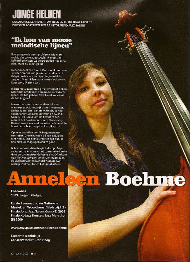Jazz Magazine Jonge Helden Tom Beek 2009-03 Anneleen Boehme, foto (c) Govert Driessen
