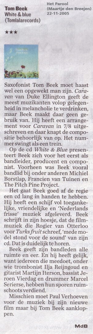 2005 het Parool White & Blue Maartje den Breejen Tom Beek
